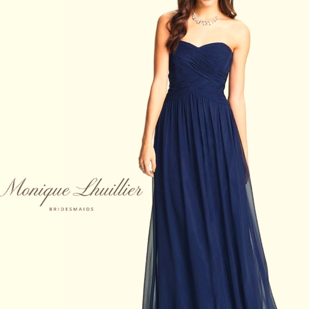 Monique Lhuillier Bridesmaid dress in navy blue size 10
